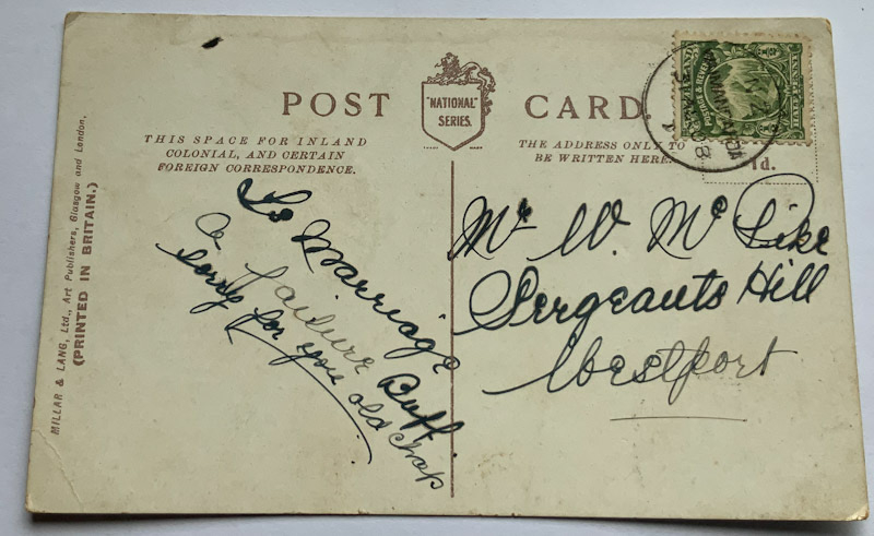 Early 1900s postcard with early Waimangaroa postmark